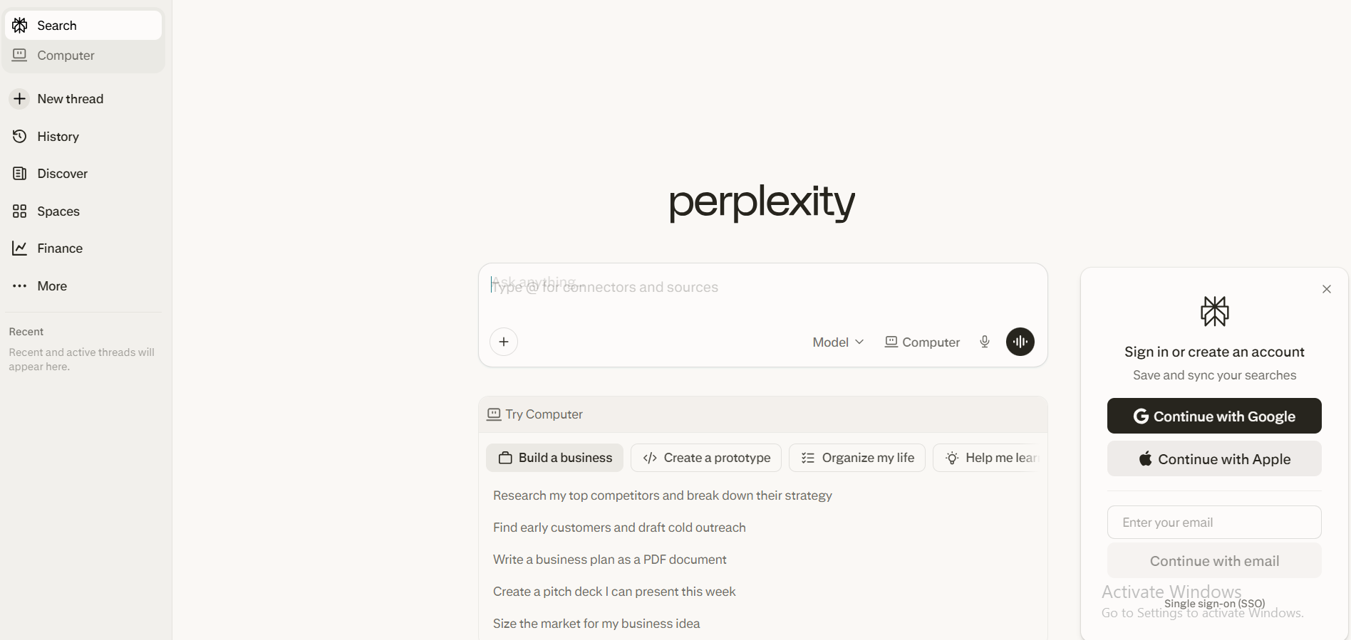 perplexity interface 