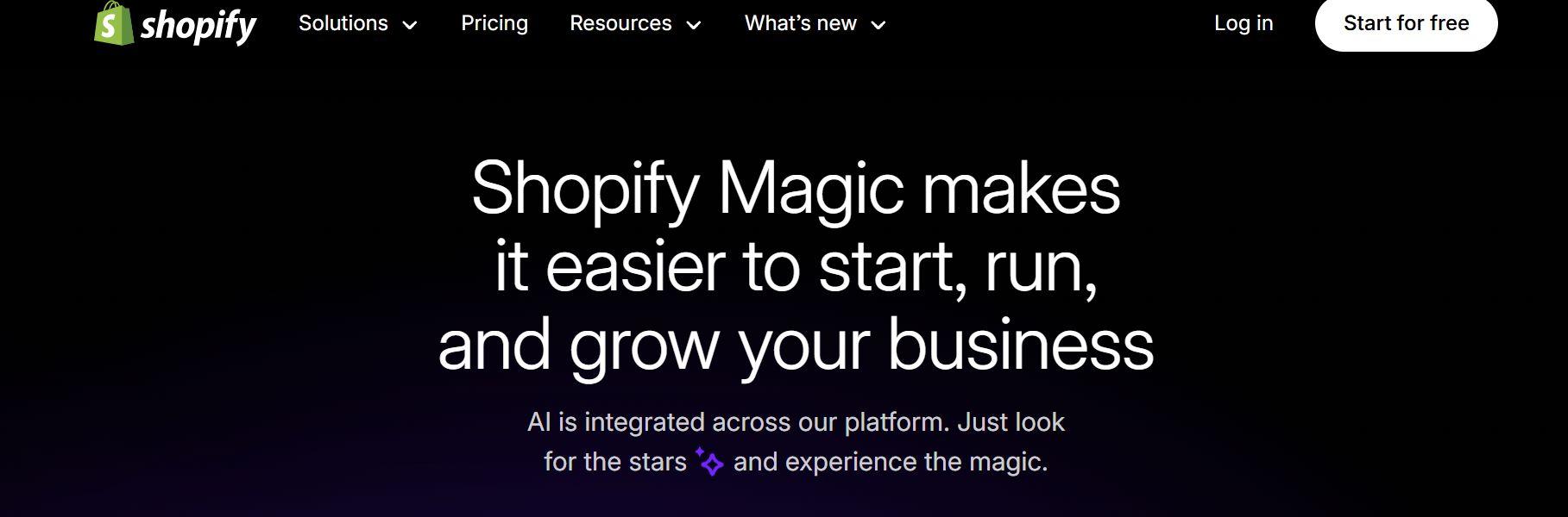 Shopify Magic homepage