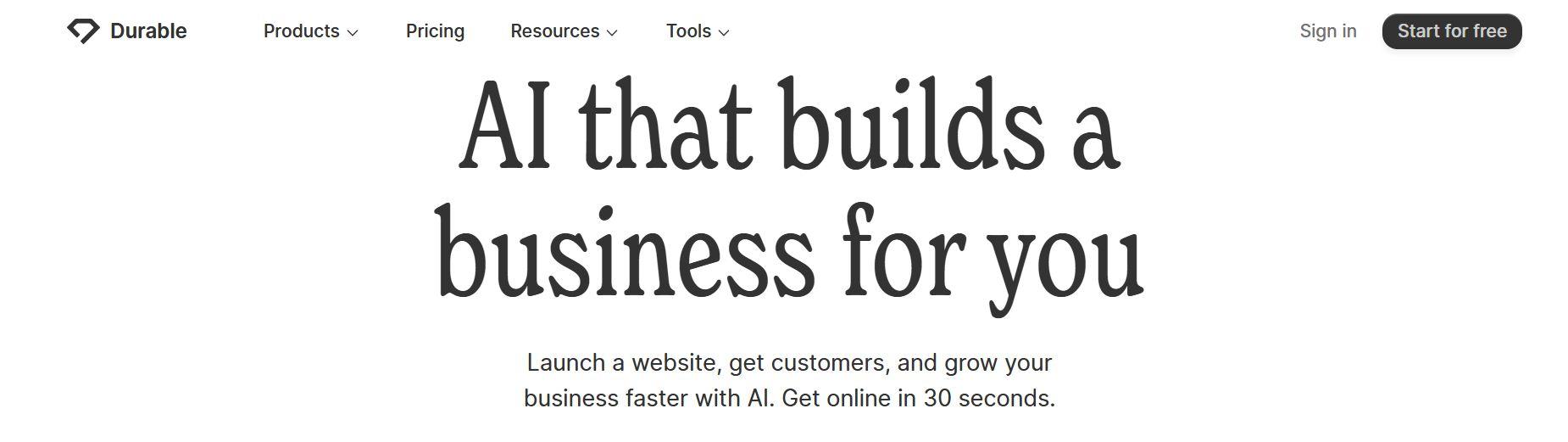 durable ai landing page