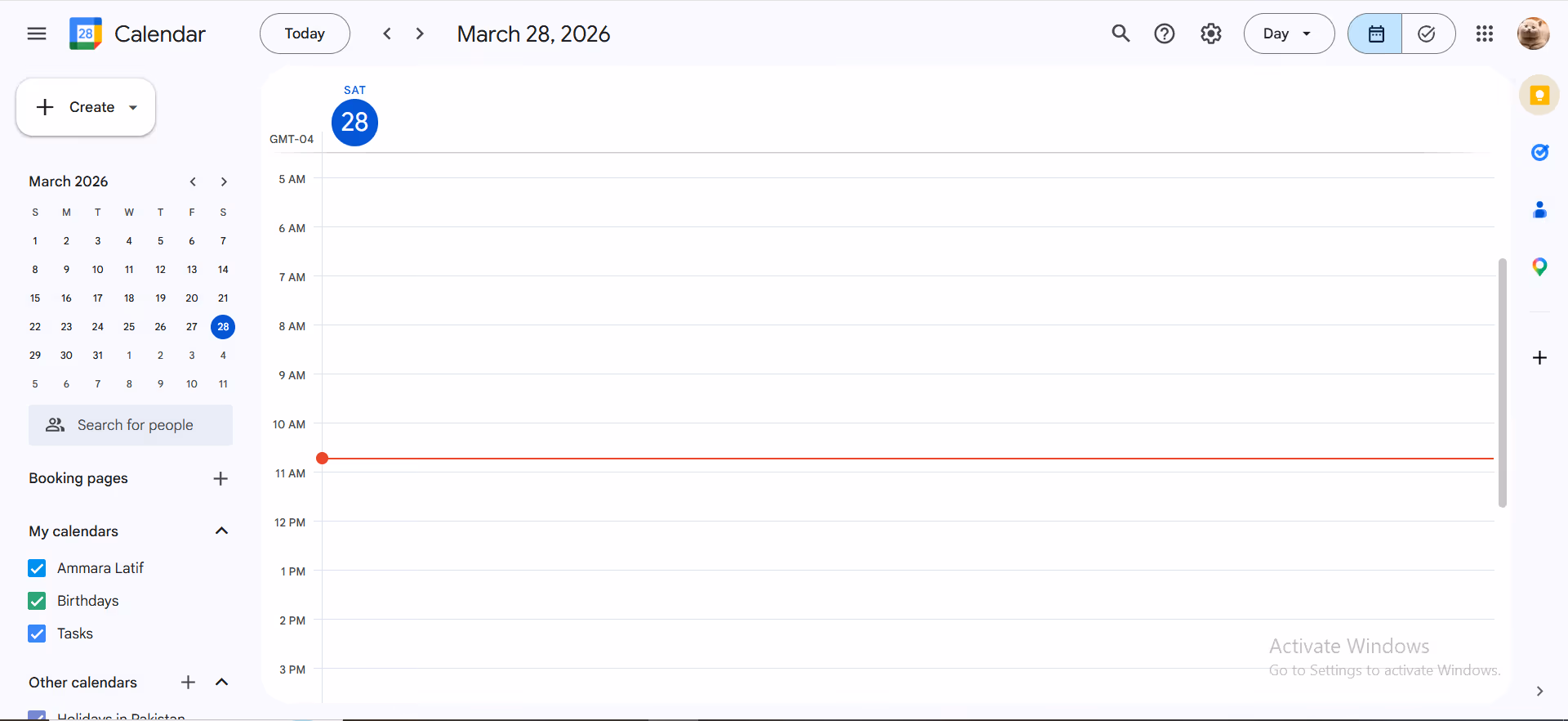 google calender interface