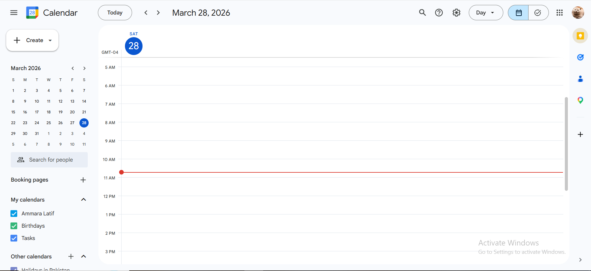 google calender interface