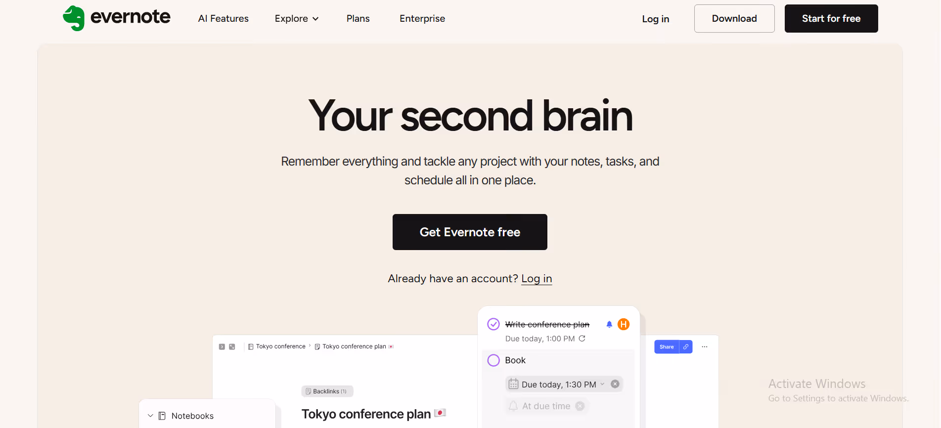 evernote planner interface 