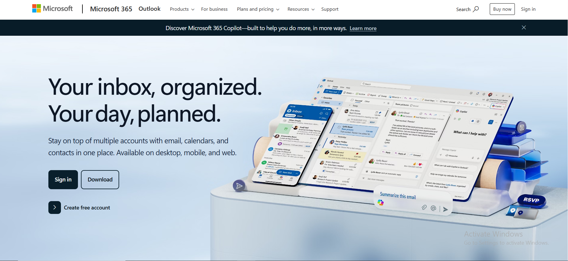outlook email planner