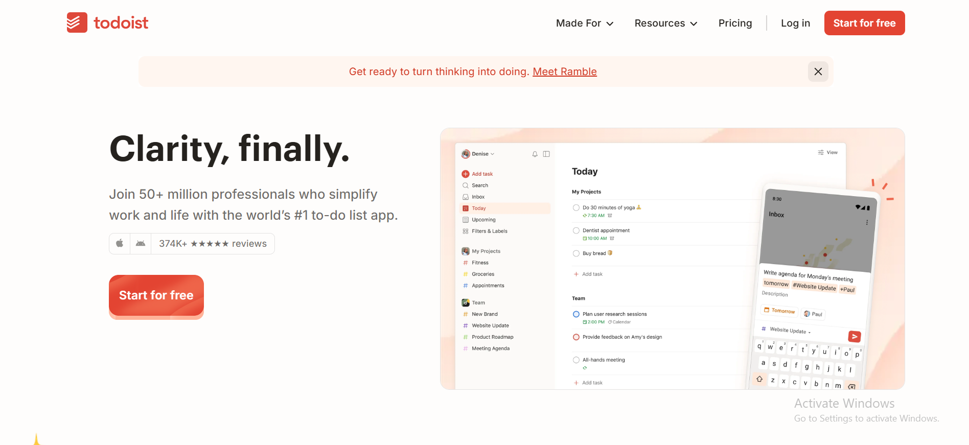 todoist interface