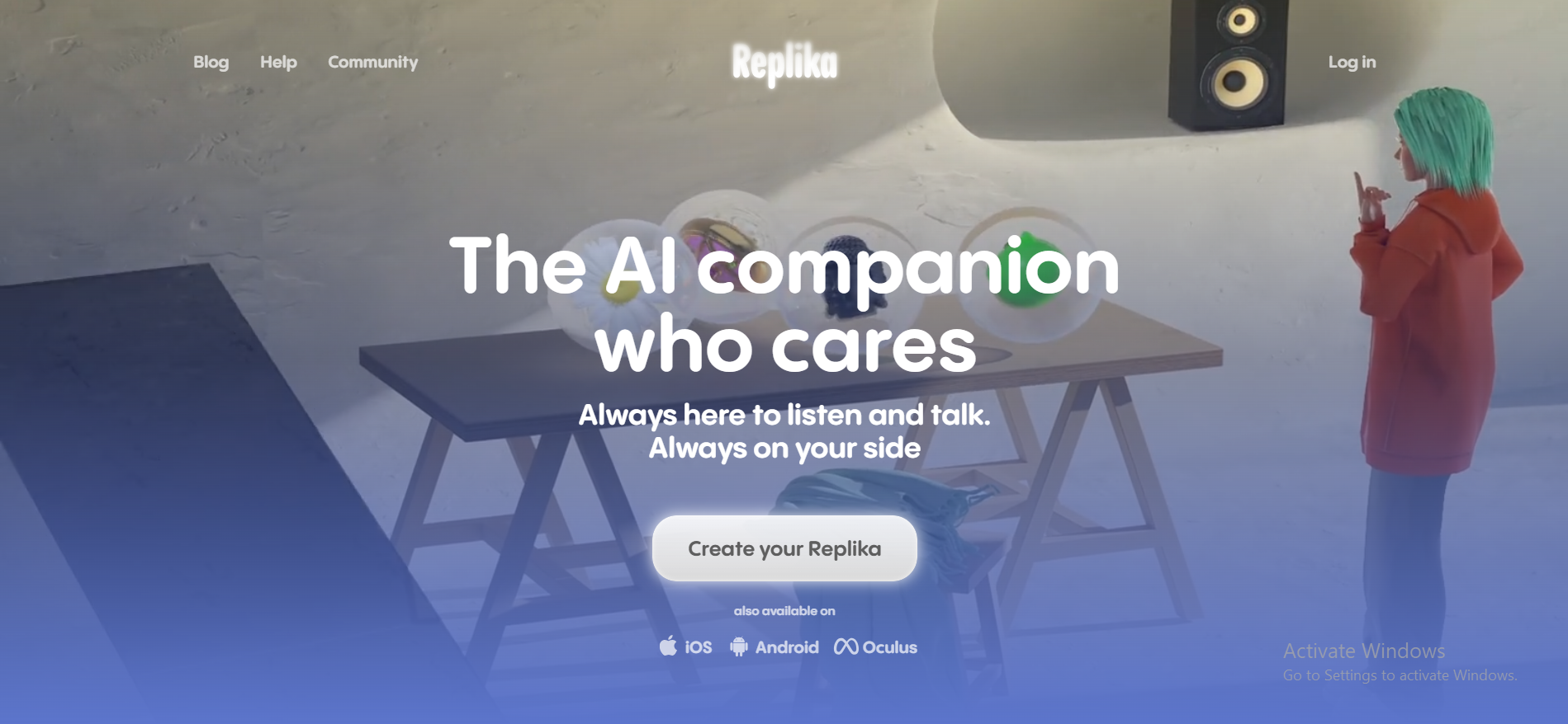 replika ai interface