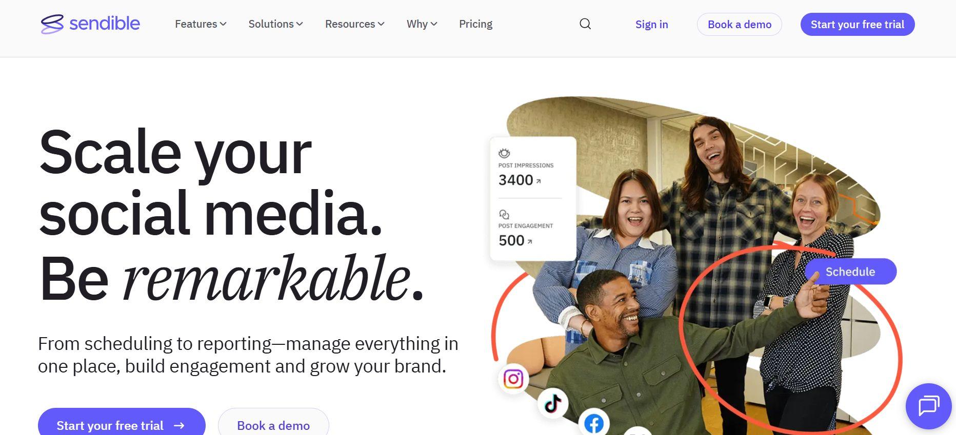 sendible web landing page
