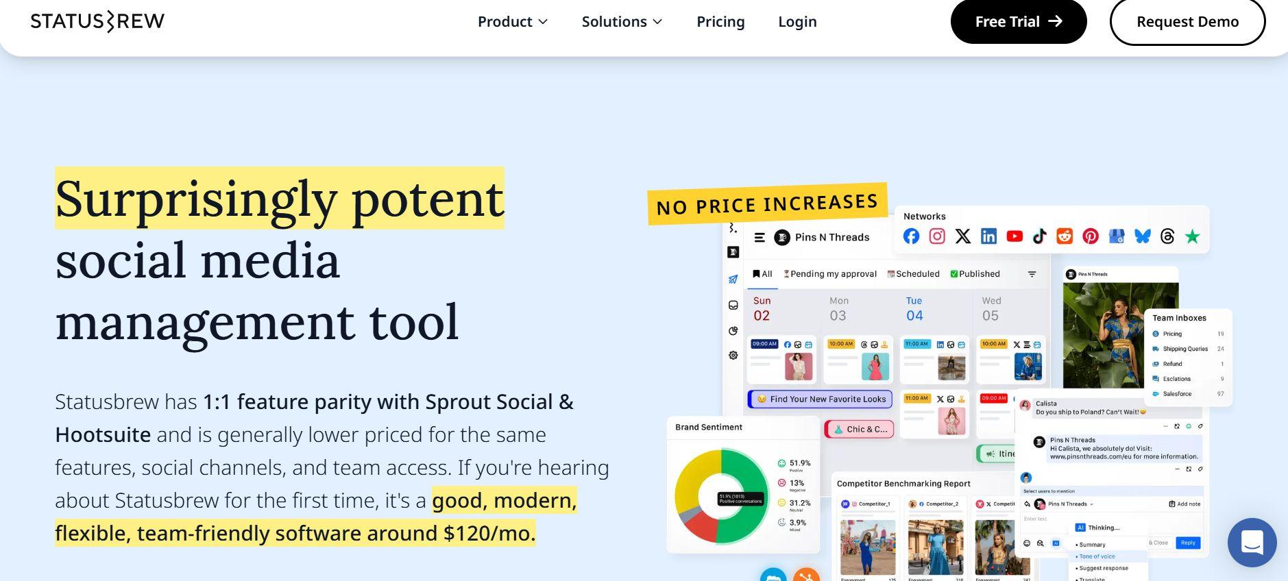 statusbrew landing page