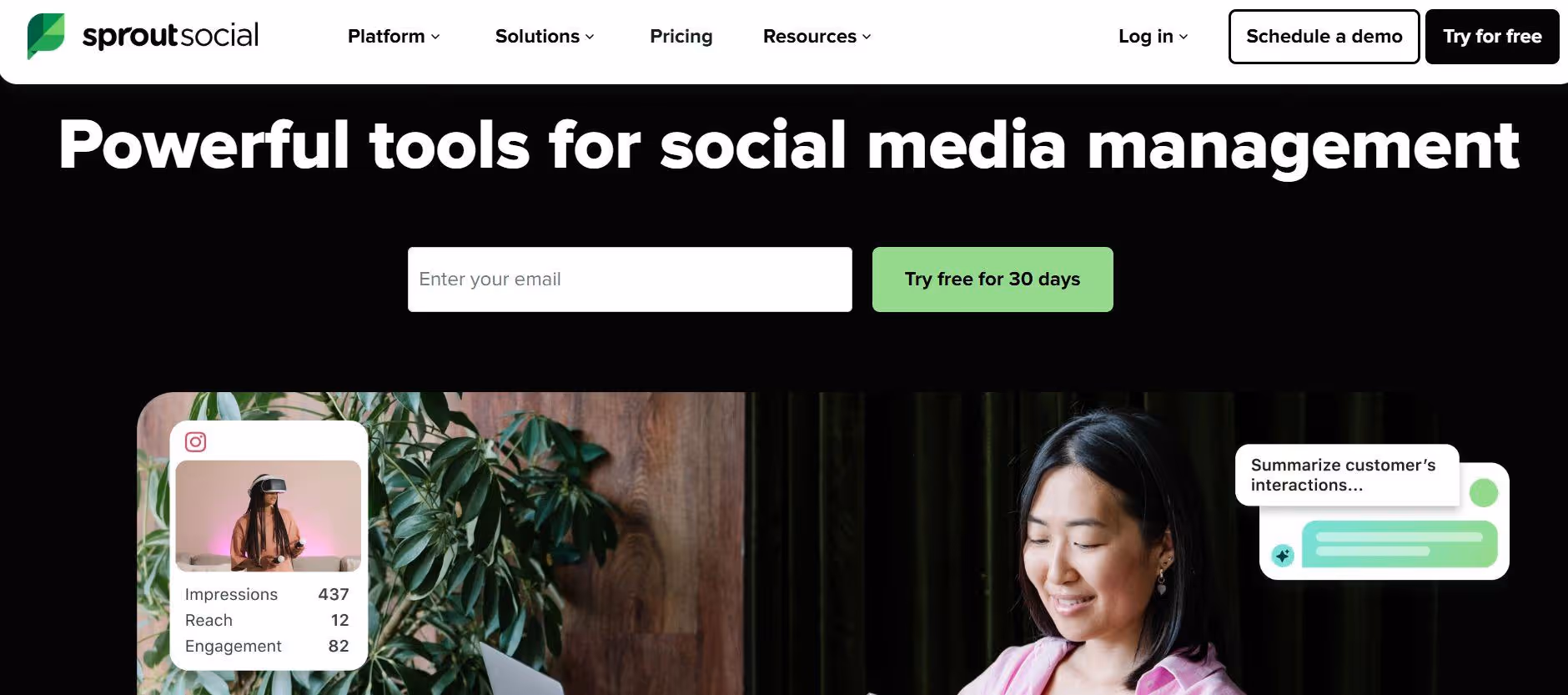 sprout social web landing page