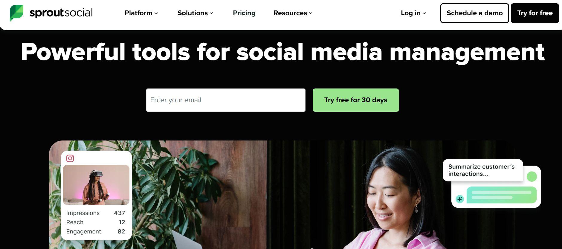 sprout social web landing page