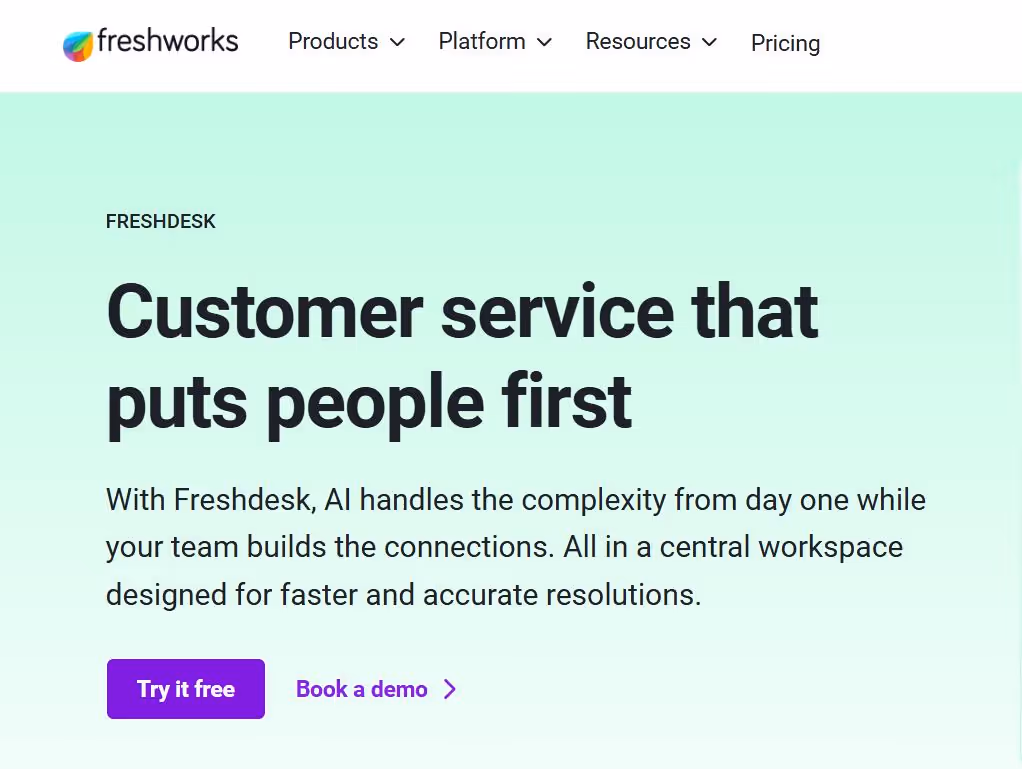 homepage of freshdesk ai