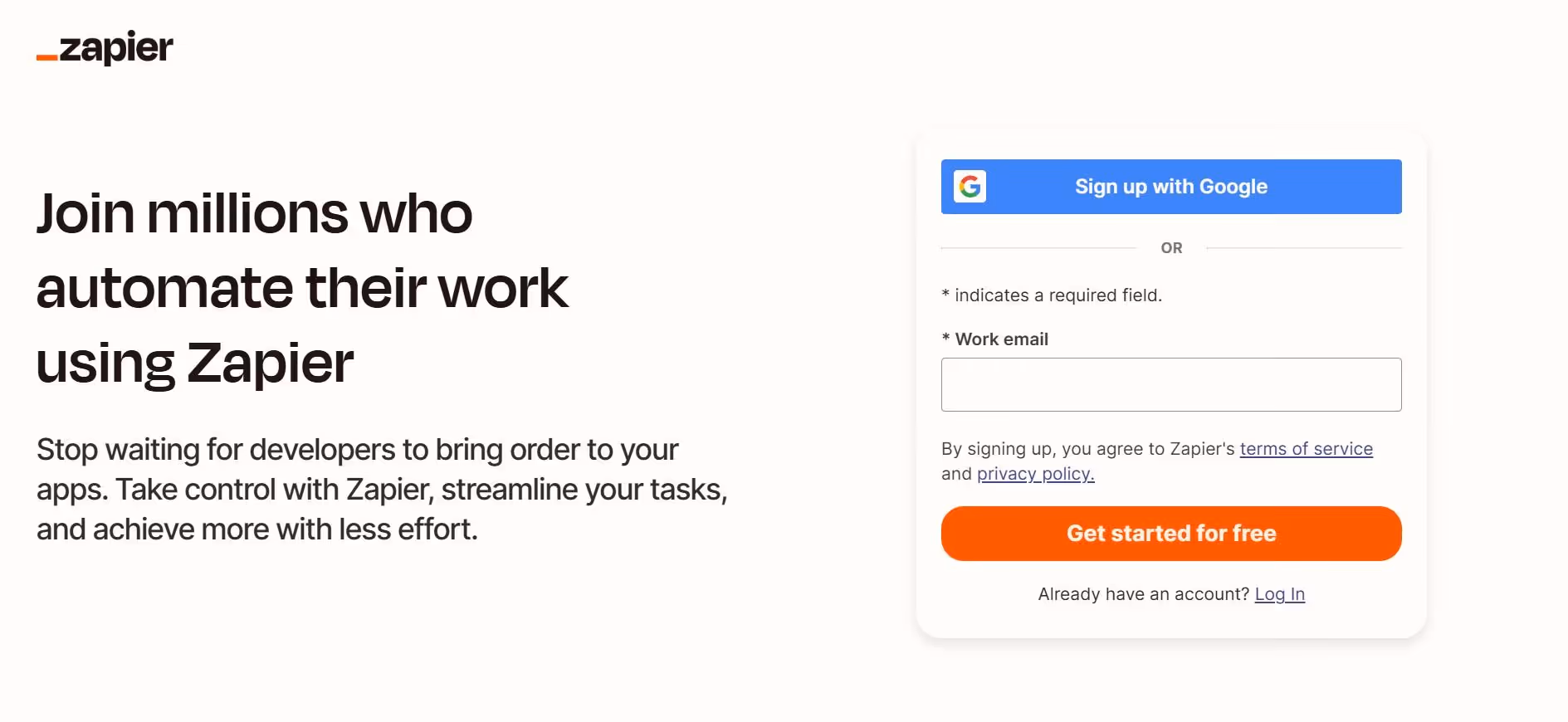 zapier homepage interface