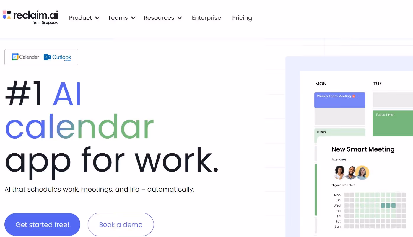 reclaim ai landing page