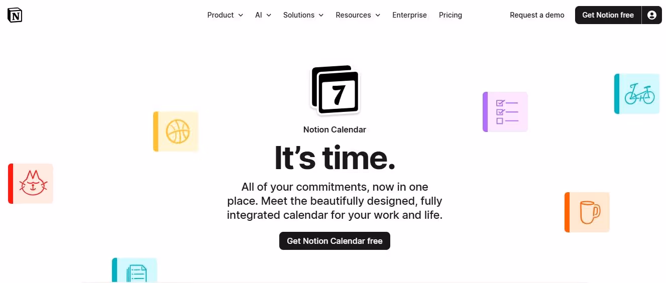 notion calendar homepage