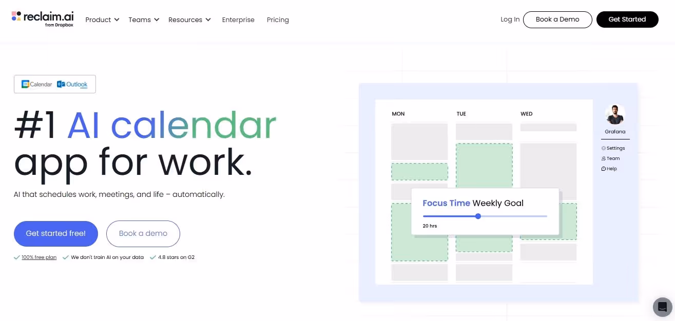 reclaim ai homepage