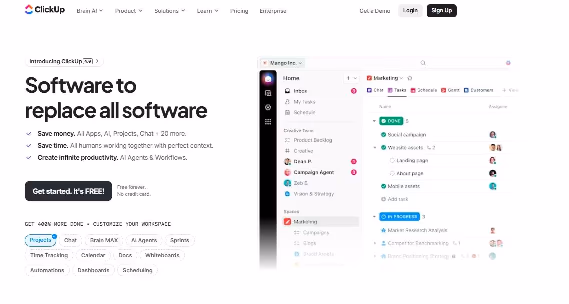 clickup navigation menu