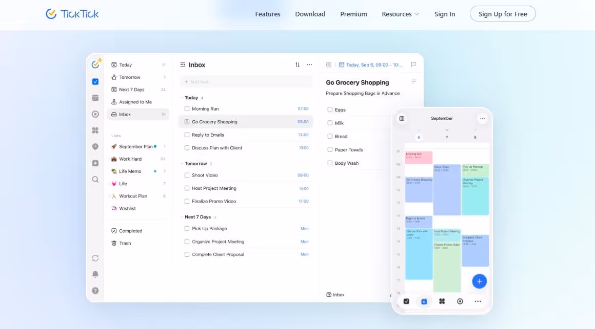 ticktick homepage