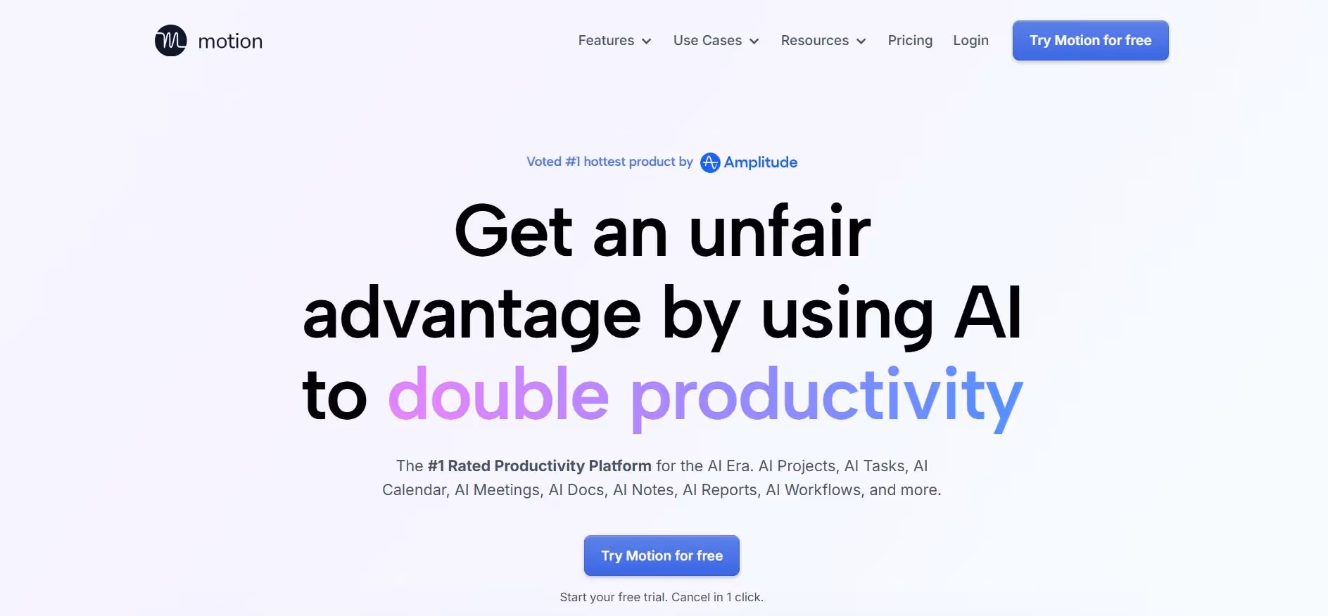 motion homepage interface