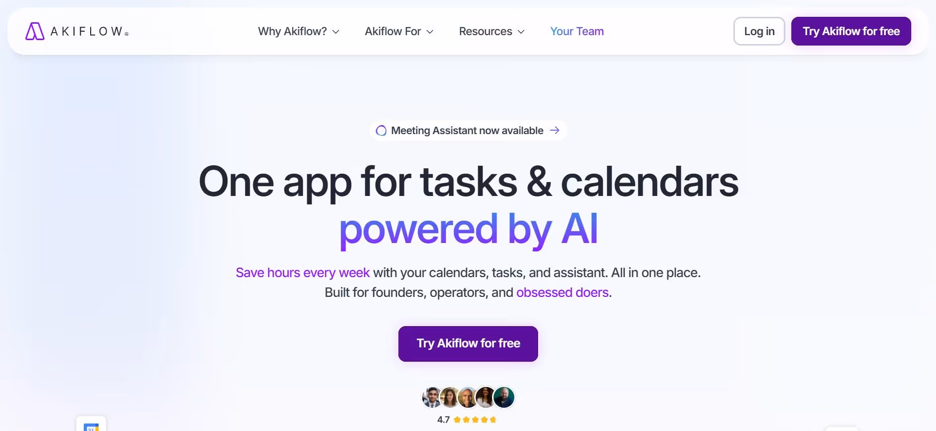 akiflow homepage interface