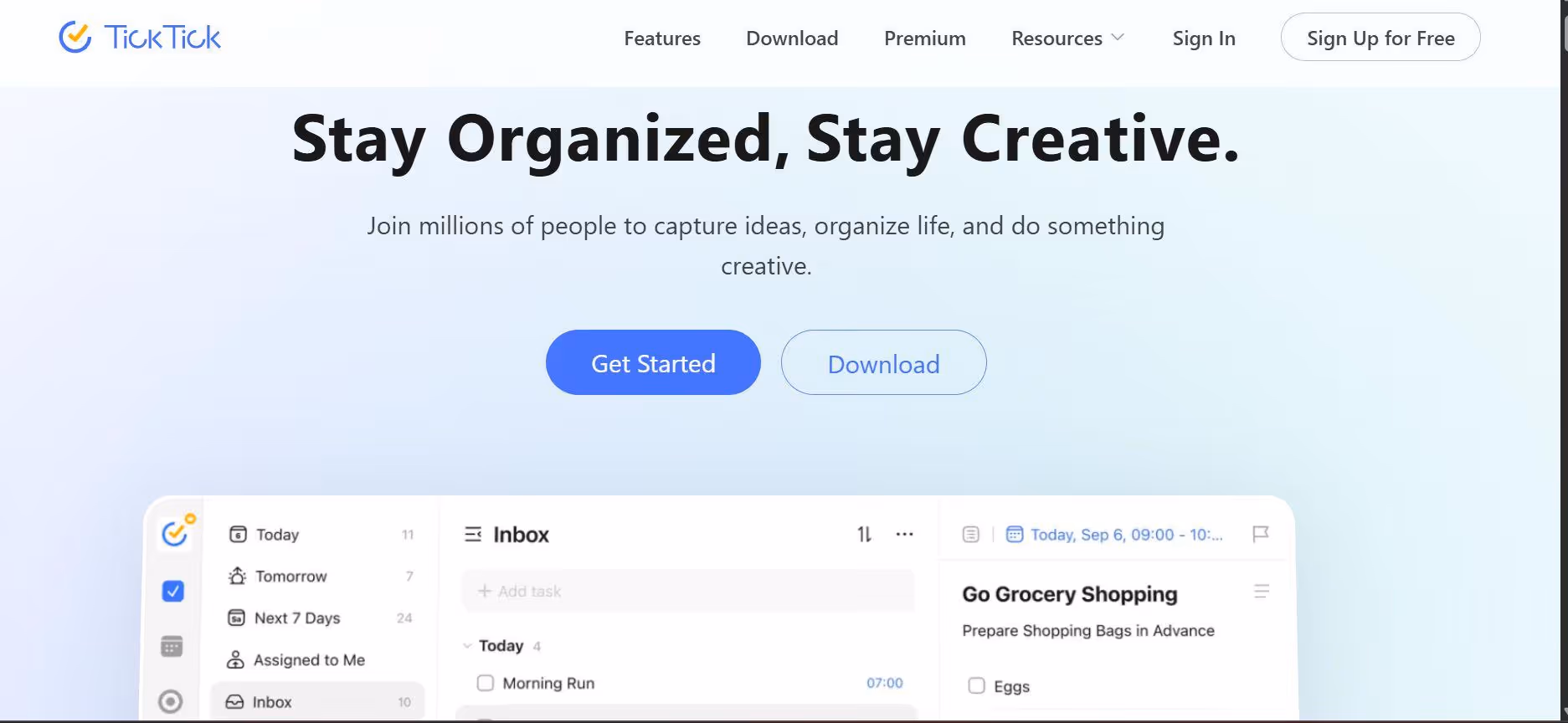 tictick landing page