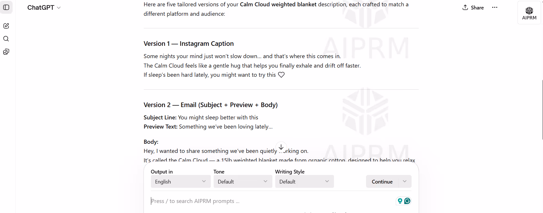 chatgpt natural response to content writing
