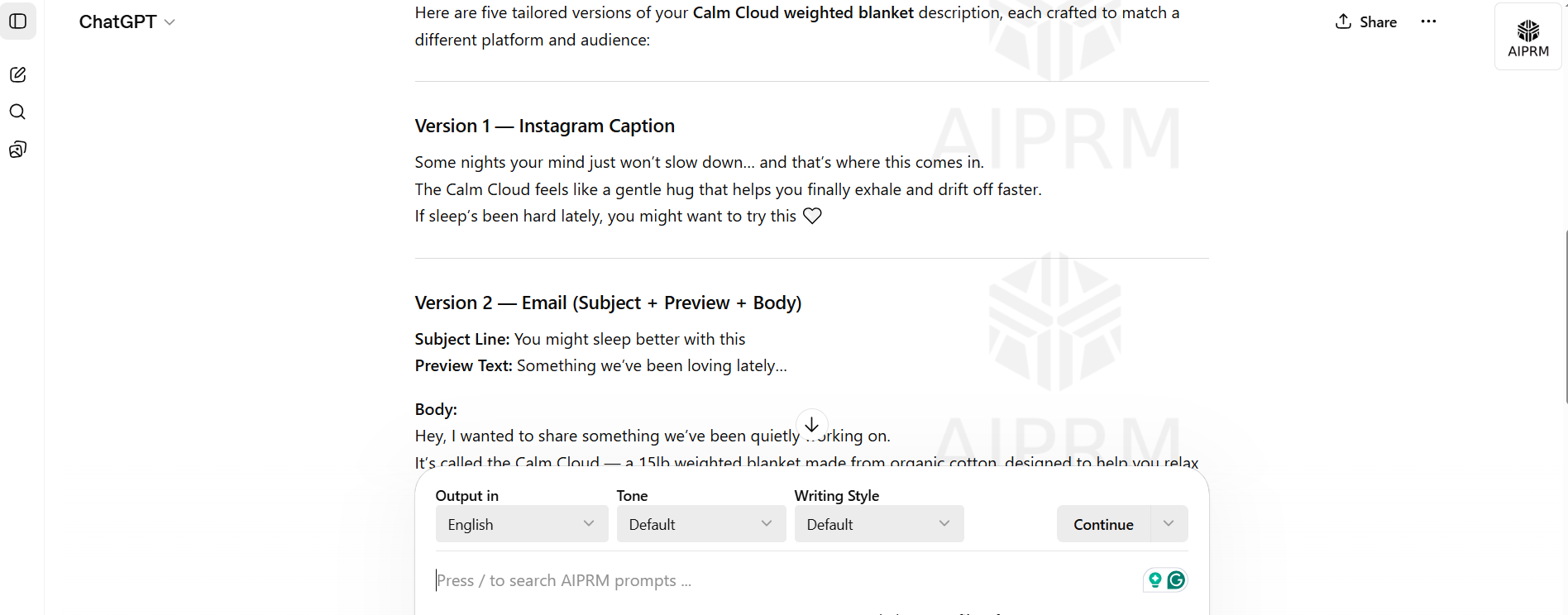 chatgpt natural response to content writing