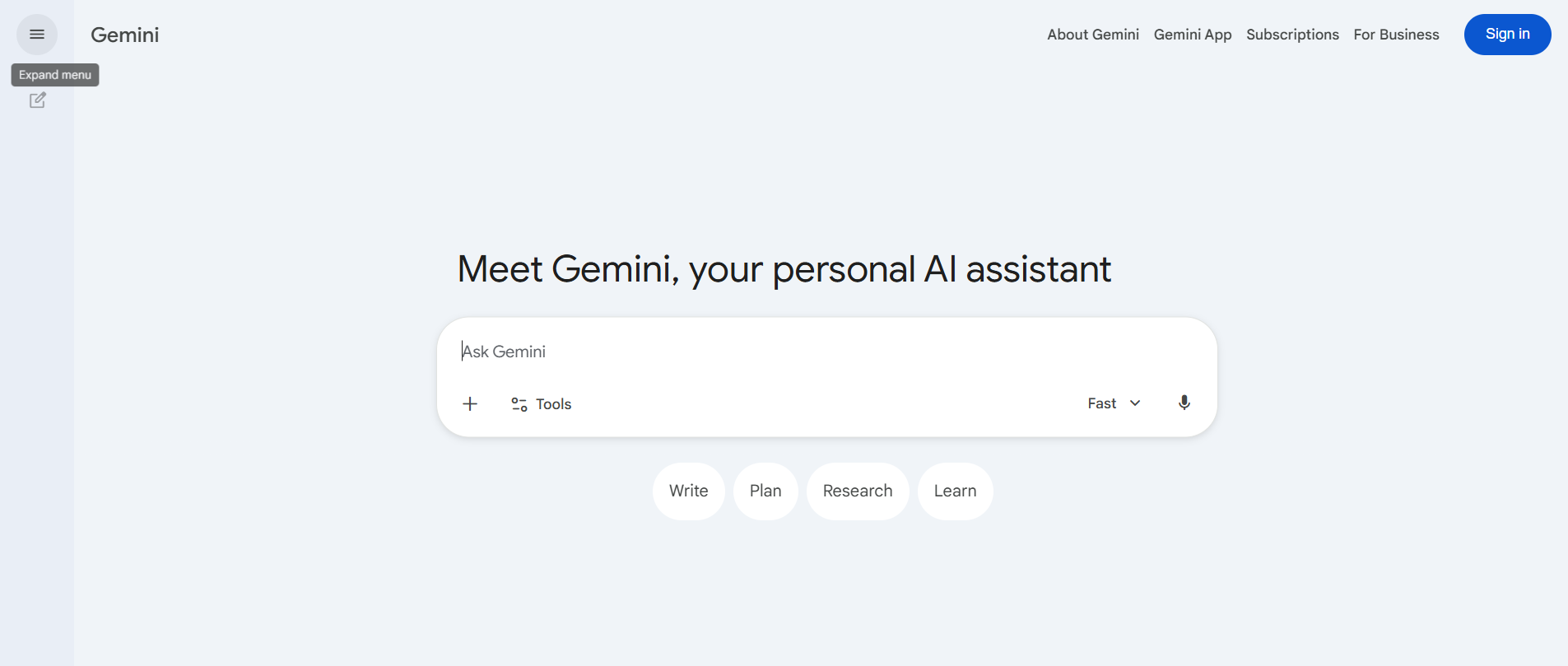 google gemini interface
