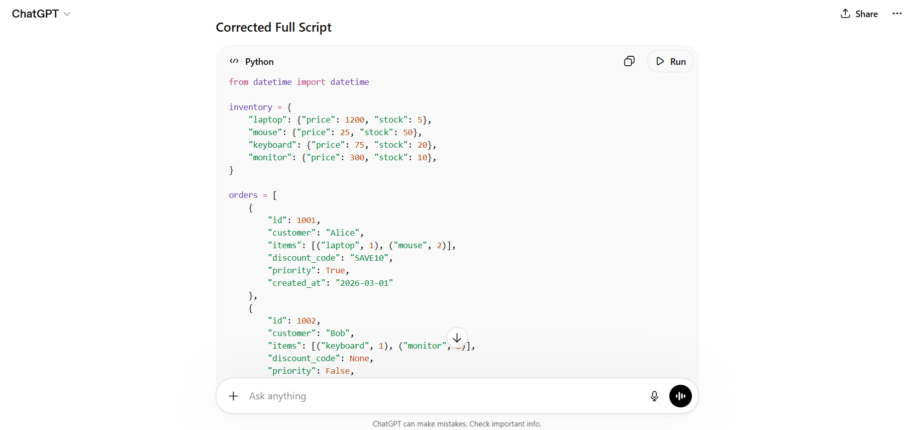testing chatgpt for coding and technical tasks