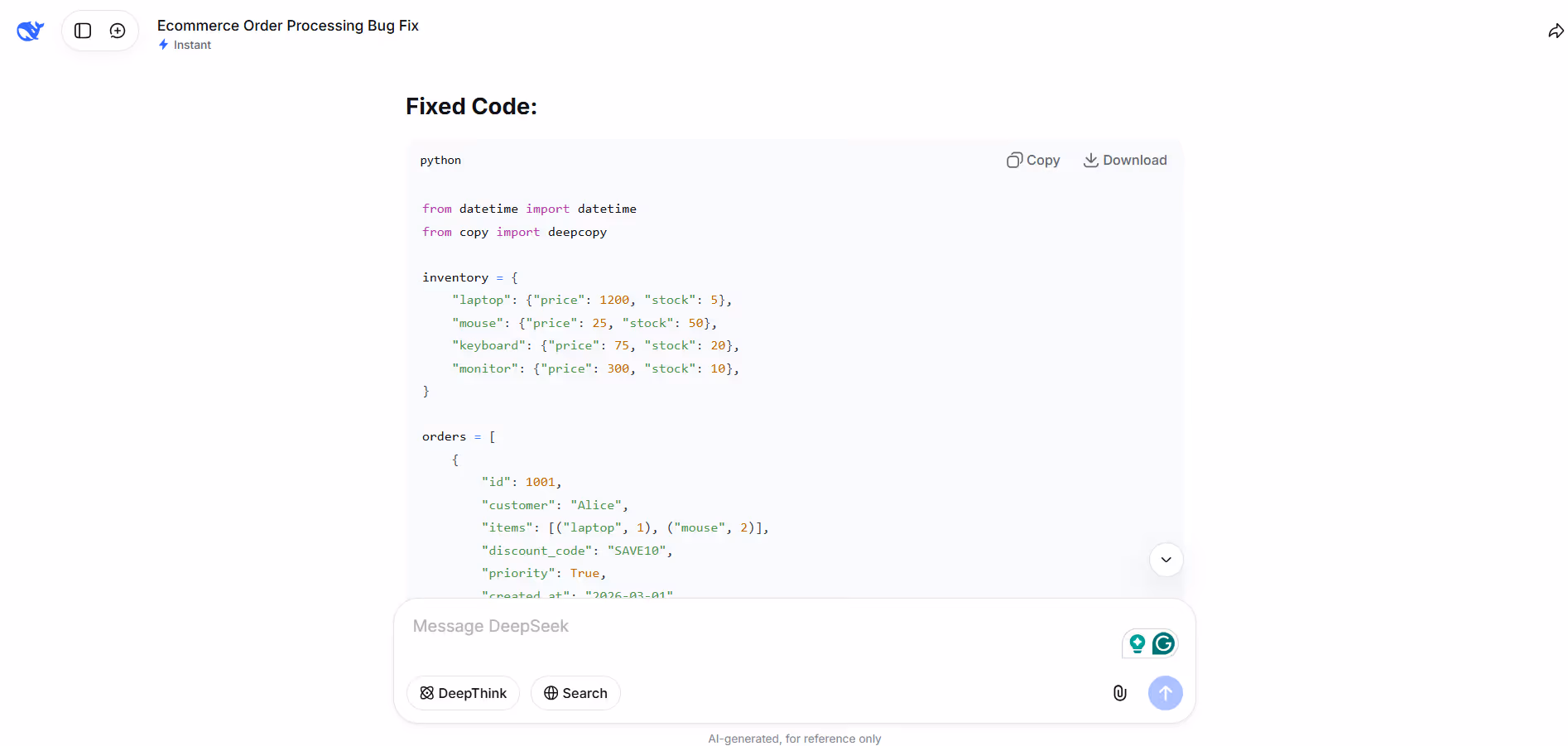 testing deepseek for coding and technical tasks