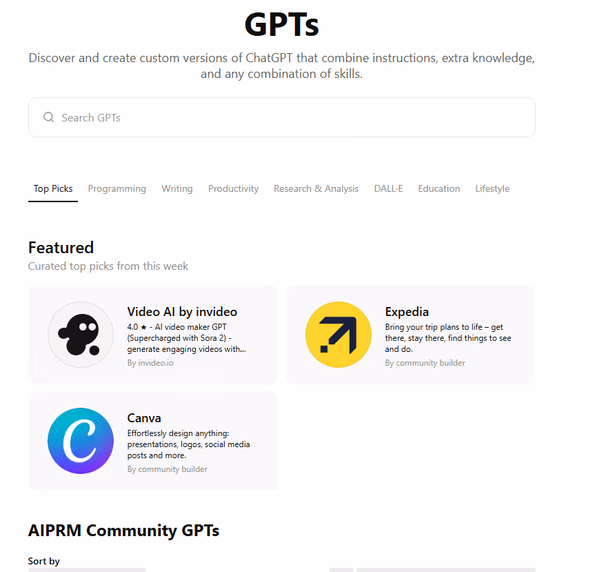 chatgpt custom gpts
