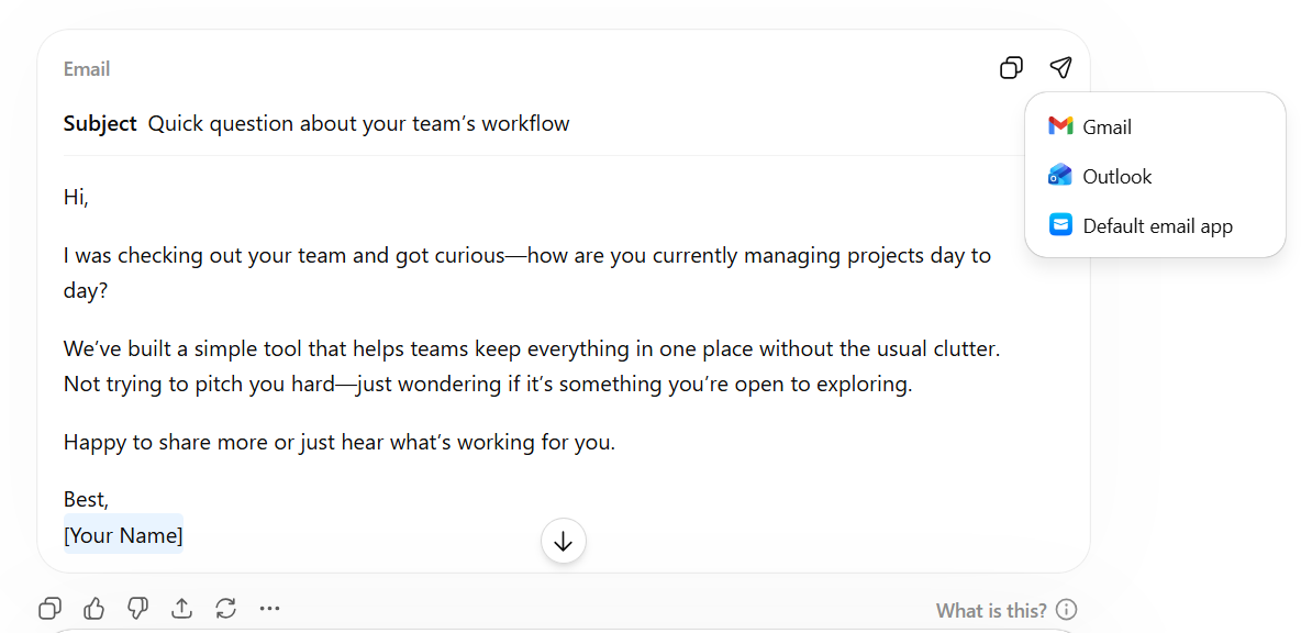 comparing email generated by chatgpt vs copilot