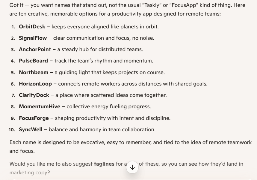 copilot result for ideas
