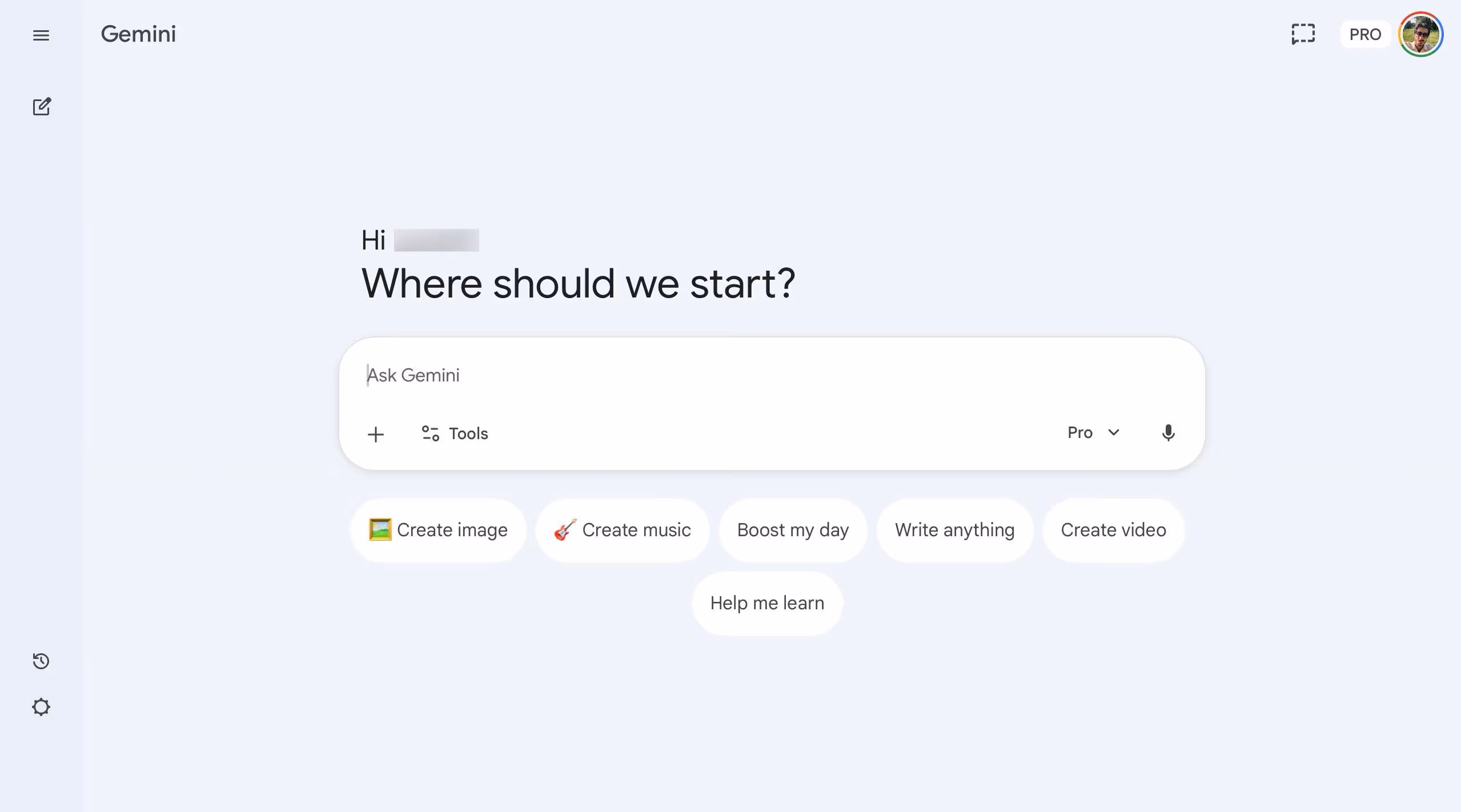 google gemini interface