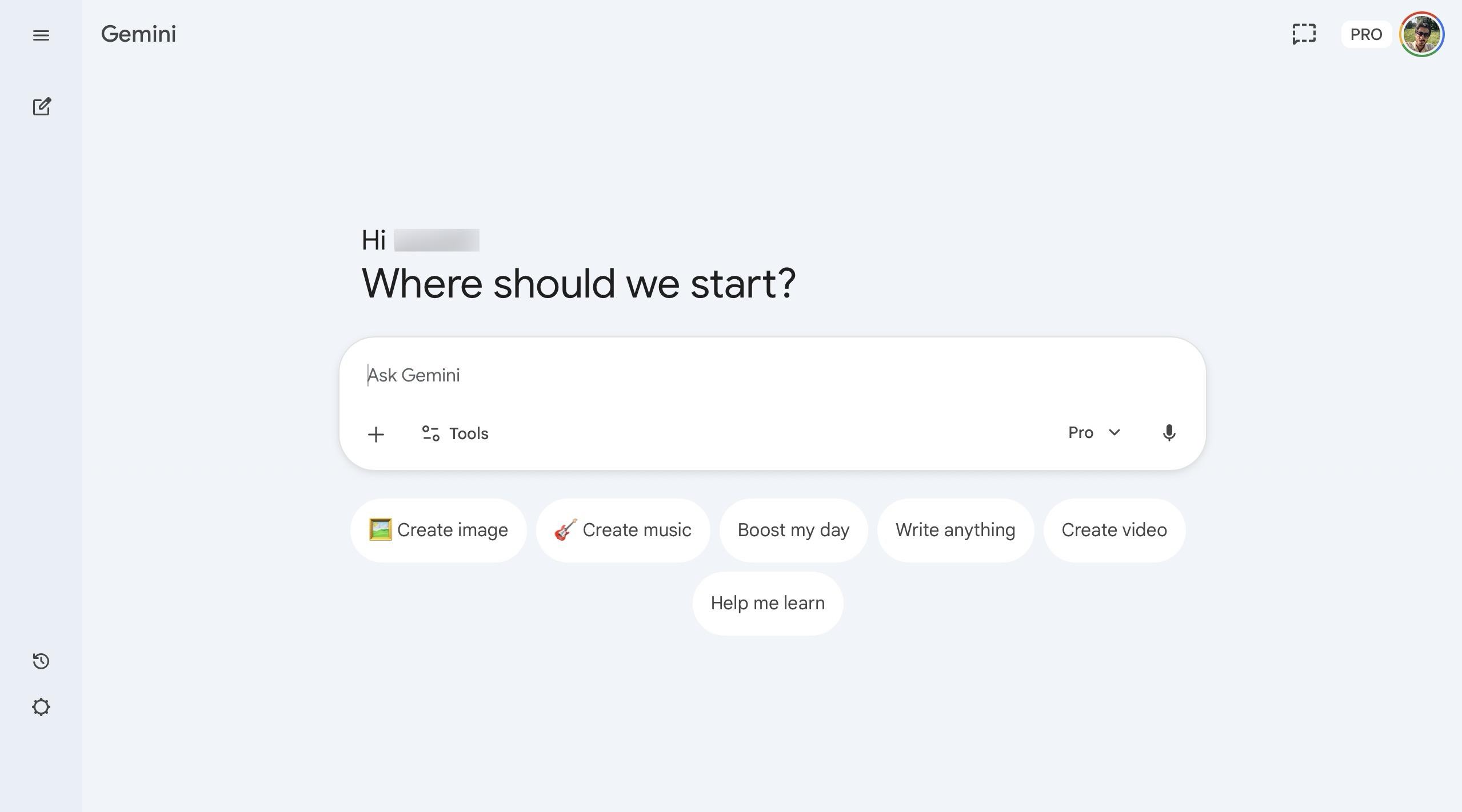 google gemini interface