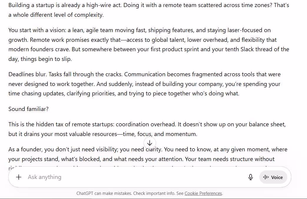 chatgpt long form content response