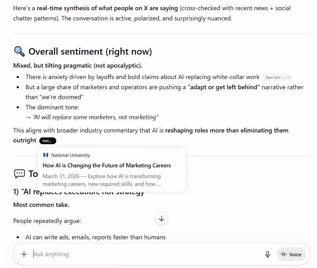 chatgpt response for social sentiments