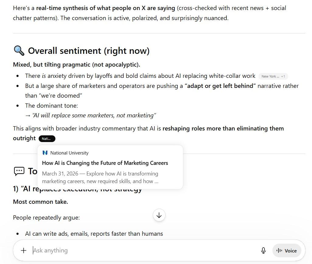 chatgpt response for social sentiments