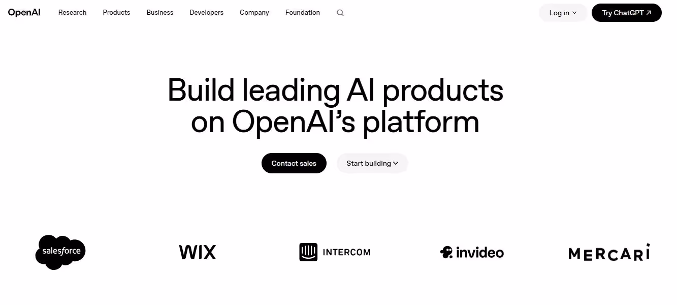 openai homepage with navigation menu