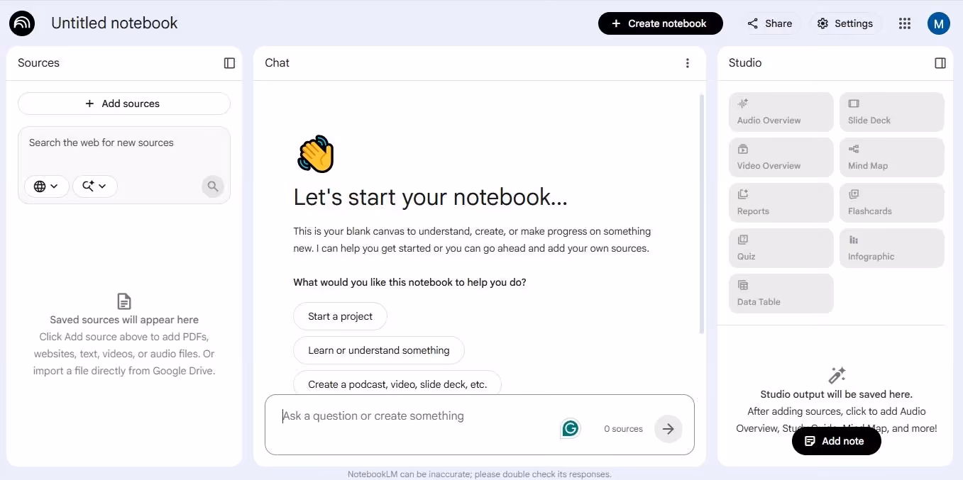 notebooklm interface