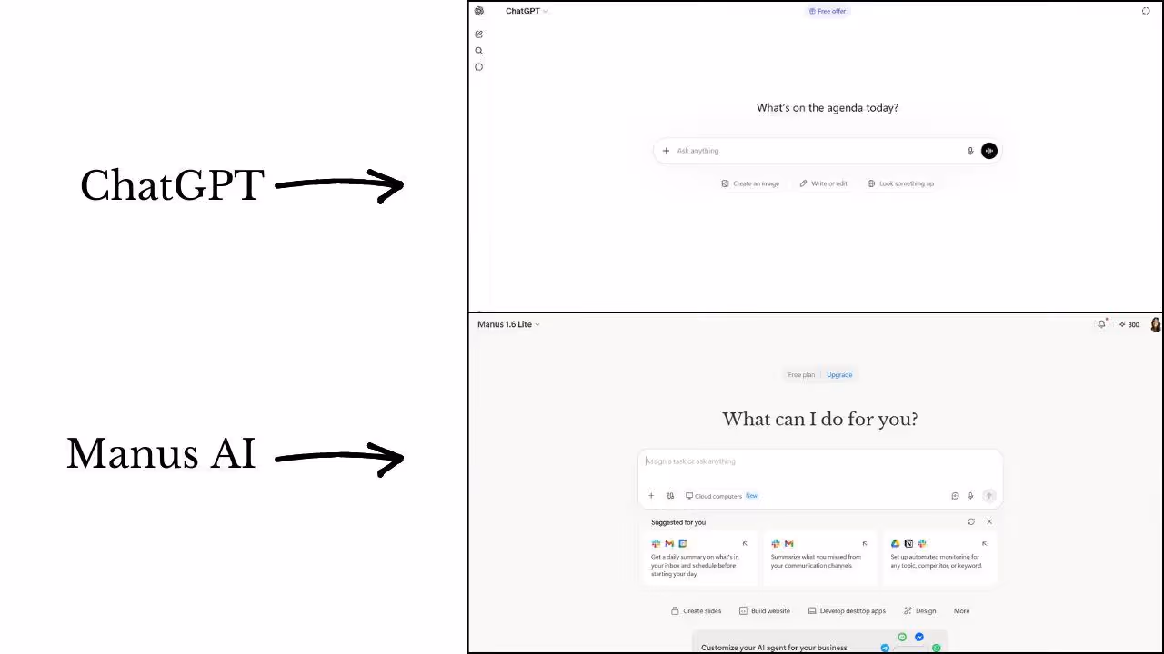 chatgpt and manus ai interface and user experience