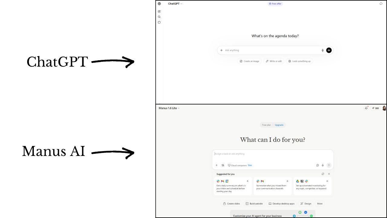 chatgpt and manus ai interface and user experience
