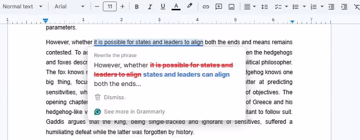grammarly rewrite suggestions