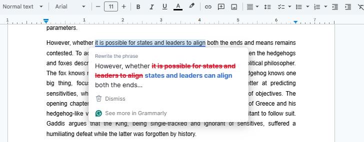 grammarly rewrite suggestions