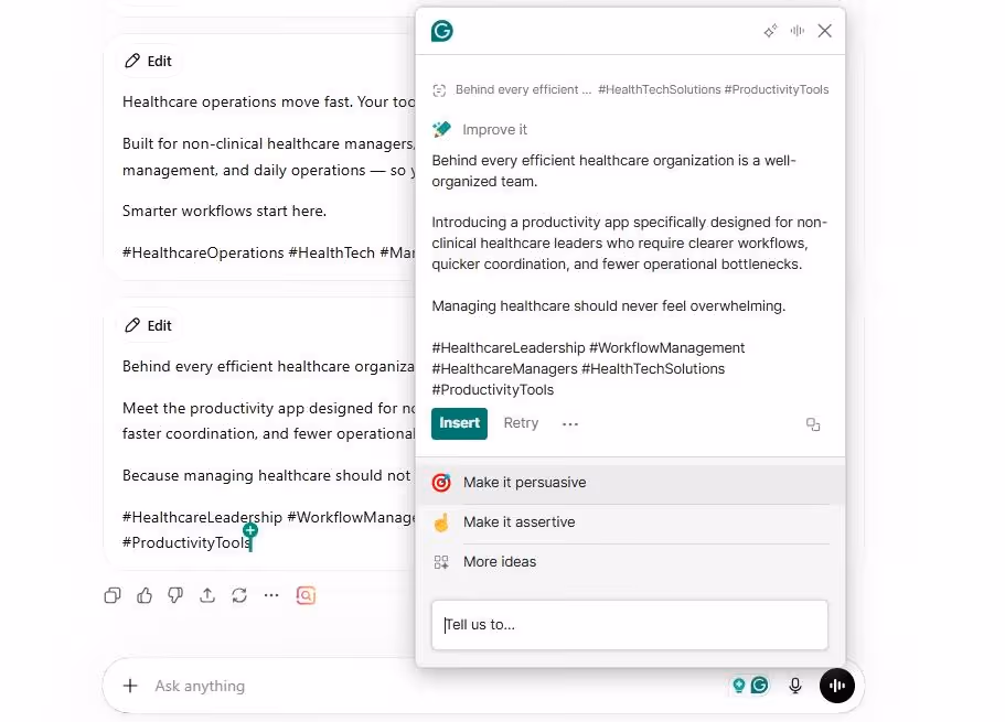 grammarly instagram caption rewriting