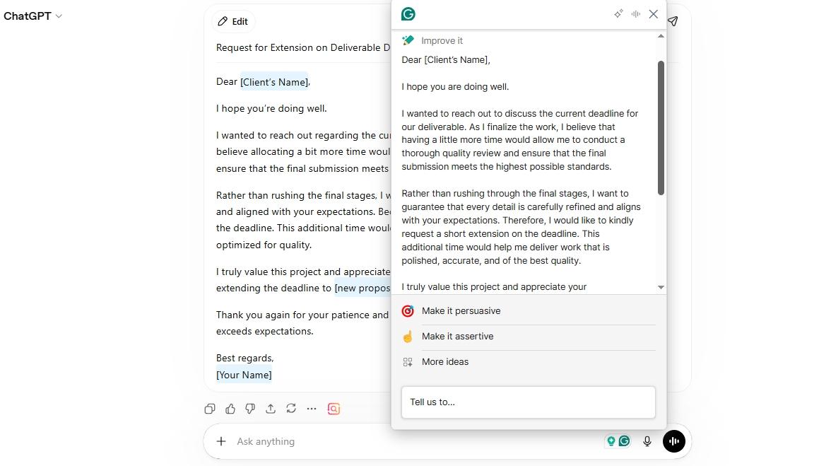 grammarly rewrite email