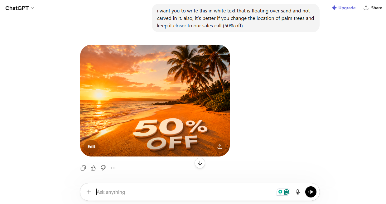 chatgpt textual rendition within image
