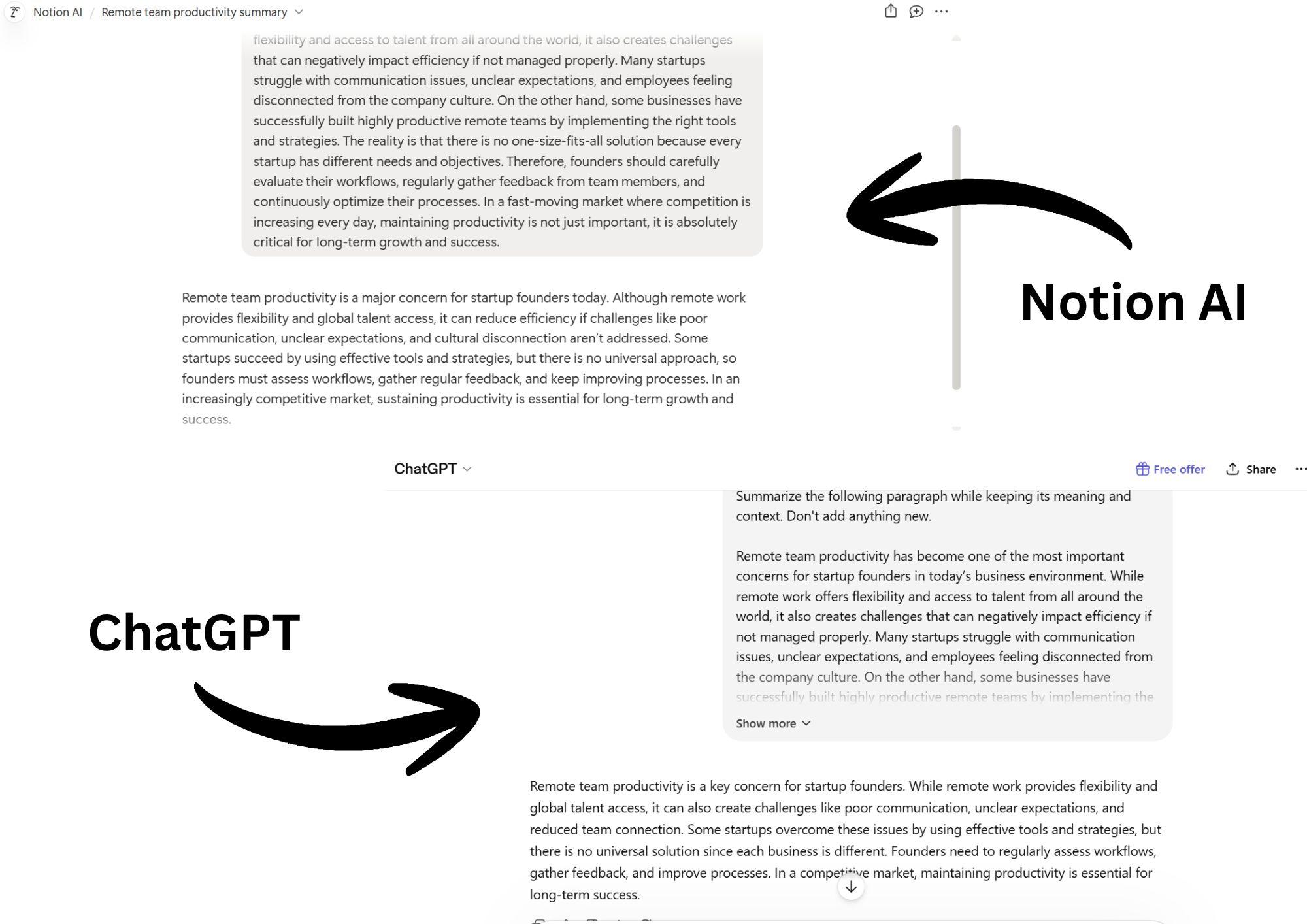 chatgpt vs notion ai summary comparison