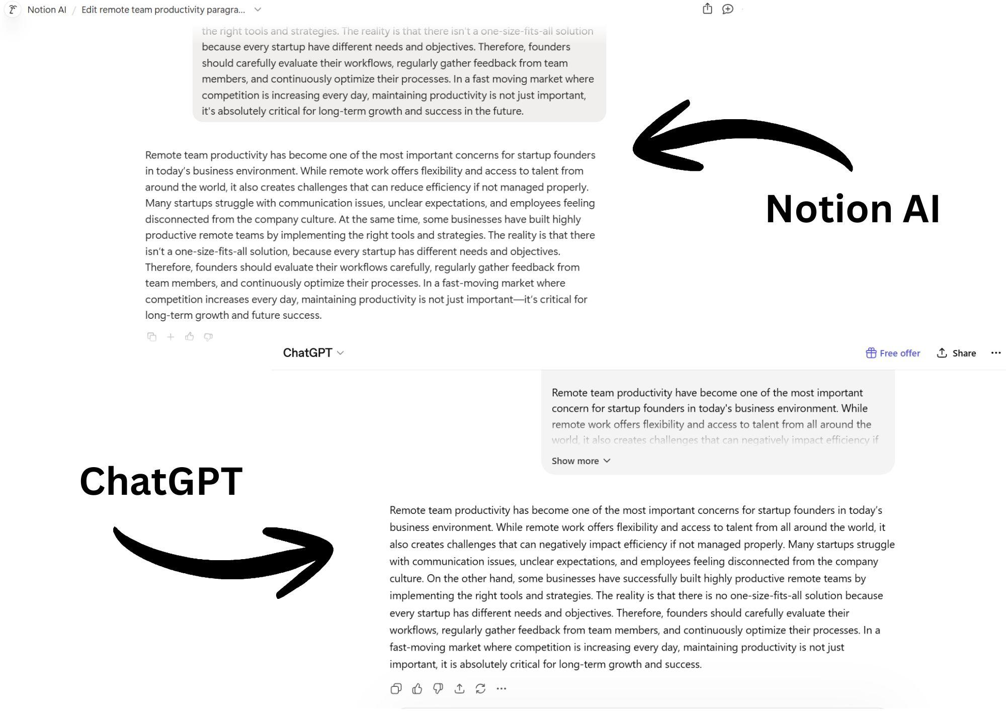 chatgpt vs notion ai editing comparison
