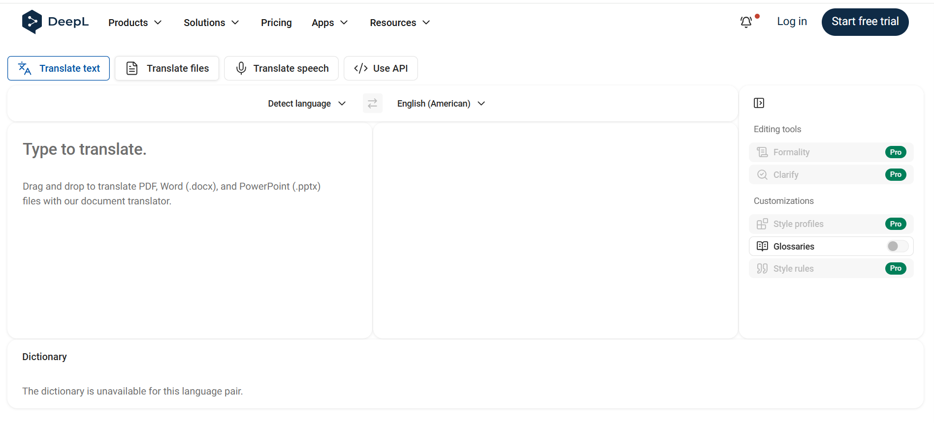 deepl interface