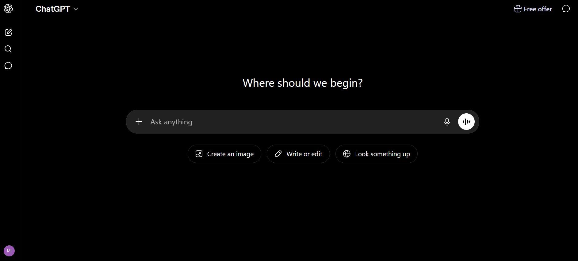 chatgpt web landing page
