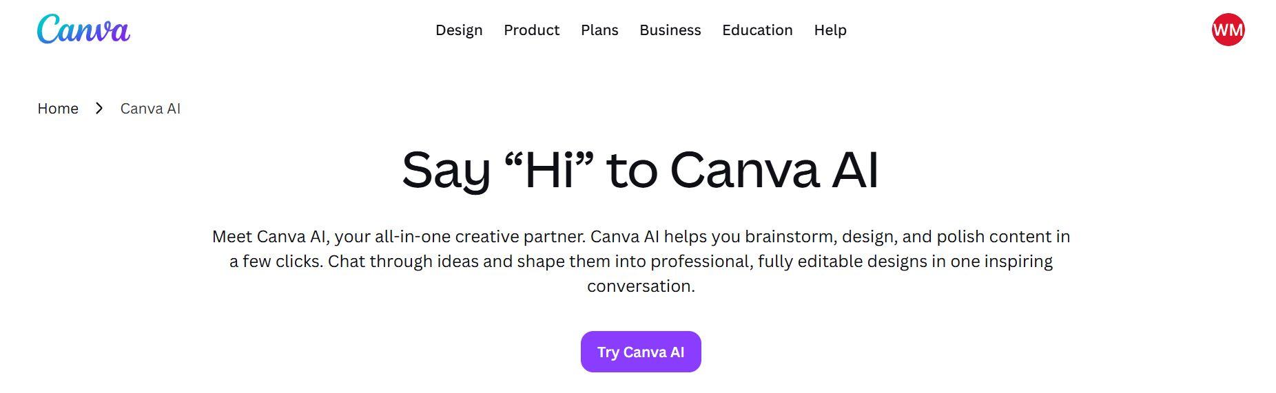 canva home page